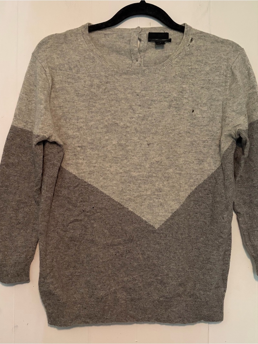 Women's J. Crew 100% Italian cashmere two tone grey sweater with back buttons